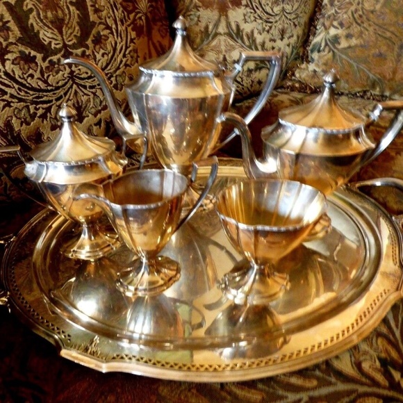 VTG Sheffield Pairpoint Silver plate 5 pc set Coffee Tea pot sugar bowl creamer - Picture 2 of 10